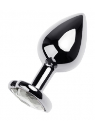 Серебристая анальная пробка с прозрачным кристаллом-сердцем - 8 см. - ToyFa - купить с доставкой в Домодедово