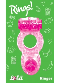 Розовое эрекционное кольцо с вибрацией Rings Ringer - Lola Games - в Домодедово купить с доставкой