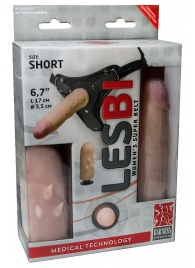 Телесный поясной страпон LESBI с вагинальной пробкой - 17 см. - LOVETOY (А-Полимер) - купить с доставкой в Домодедово