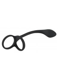 Эрекционное кольцо с утяжкой на мошонку и анальным плаг Black Velvets - Orion - в Домодедово купить с доставкой