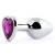 Серебристая анальная пробка с фиолетовым кристаллом-сердечком - 8 см. - Anal Jewelry Plug - купить с доставкой в Домодедово