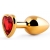 Золотистая анальная пробка с красным стразом-сердечком - 8 см. - Anal Jewelry Plug - купить с доставкой в Домодедово