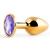 Золотистая анальная пробка с фиолетовым стразом - 7,2 см. - Anal Jewelry Plug - купить с доставкой в Домодедово