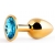 Золотистая анальная пробка с голубым стразом - 7,2 см. - Anal Jewelry Plug - купить с доставкой в Домодедово