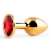 Золотистая анальная пробка с красным стразом - 7,2 см. - Anal Jewelry Plug - купить с доставкой в Домодедово