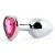 Серебристая анальная пробка с розовым кристаллом-сердечком - 7 см. - Anal Jewelry Plug - купить с доставкой в Домодедово