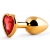 Золотистая анальная пробка с красным стразом-сердечком - 7 см. - Anal Jewelry Plug - купить с доставкой в Домодедово