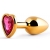 Золотистая анальная пробка с малиновым кристаллом-сердечком - 7 см. - Anal Jewelry Plug - купить с доставкой в Домодедово