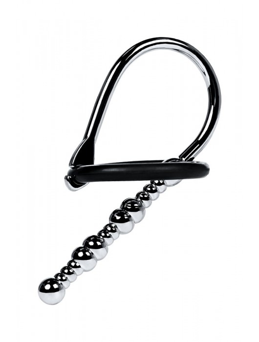 Серебристый уретральный плаг-бусины TOYFA Metal с мягким фиксириющим кольцом - ToyFa - купить с доставкой в Домодедово