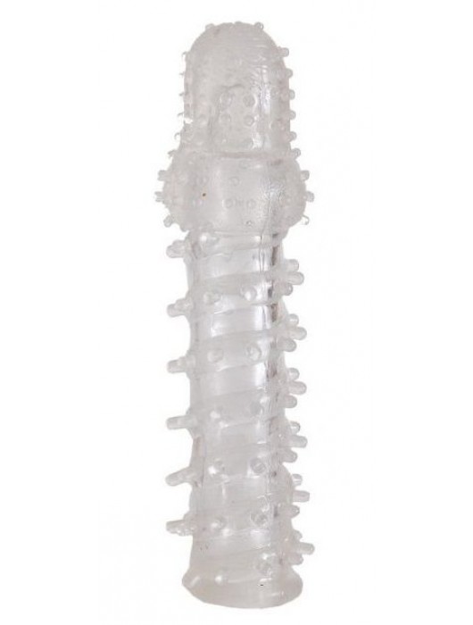 Прозрачная, закрытая насадка с шипами и точками - 13,5 см. - Toyfa Basic - в Домодедово купить с доставкой