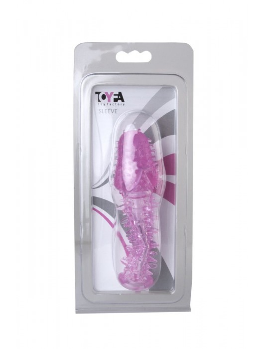 Закрытая насадка розового цвета с шипами и точками - 13,5 см. - Toyfa Basic - в Домодедово купить с доставкой