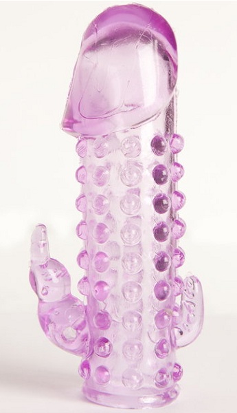 Закрытая фиолетовая насадка с 2 отростками - 13 см. - Toyfa Basic - в Домодедово купить с доставкой