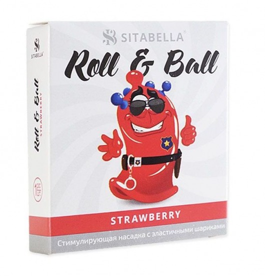 Стимулирующий презерватив-насадка Roll   Ball Strawberry - Sitabella - купить с доставкой в Домодедово