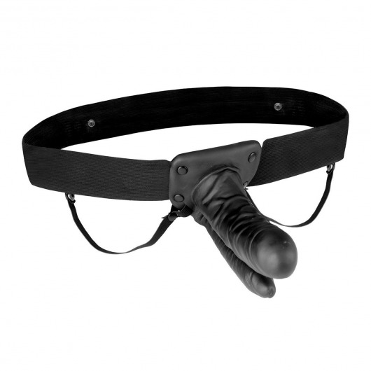 Полый страпон с двумя отростками и вибрацией Unisex Vibrating Hollow Strap-On Double Penetrating Dildo - 17,8 см. - Lux Fetish - купить с доставкой в Домодедово