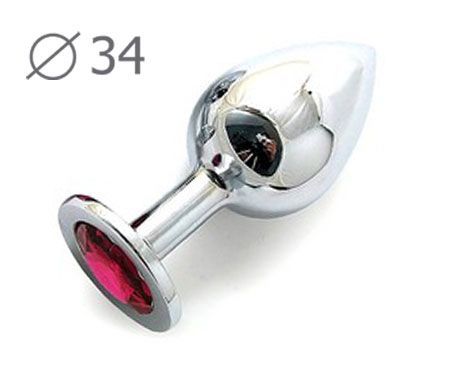 Коническая серебристая анальная втулка с малиновым кристаллом - 8,2 см. - Anal Jewelry Plug - купить с доставкой в Домодедово