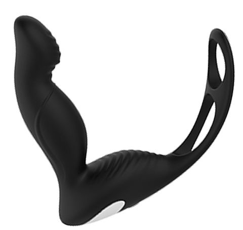 Черный вибромассажер простаты P-PLEASER W ERECTION ENHANCE - Dream Toys - в Домодедово купить с доставкой
