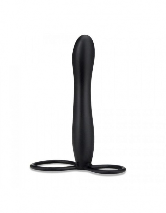 Черная насадка на пенис для двойной стимуляции Mojo BlackJack - 15 см. - Seven Creations - в Домодедово купить с доставкой