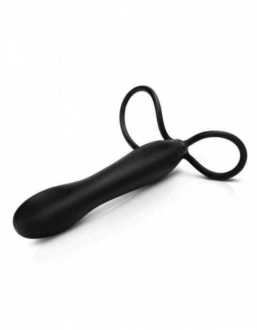 Черная насадка на пенис для двойной стимуляции Mojo BlackJack - 15 см. - Seven Creations - в Домодедово купить с доставкой