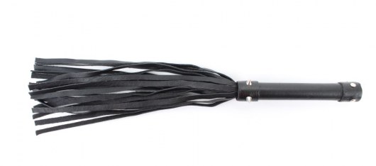 Черная плеть из натуральной кожи с проклепанной ручкой - 44 см. - БДСМ Арсенал - купить с доставкой в Домодедово