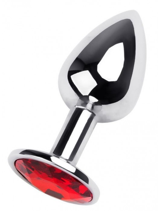 Маленькая коническая серебристая анальная пробка с красным кристаллом - 7 см. - ToyFa - купить с доставкой в Домодедово