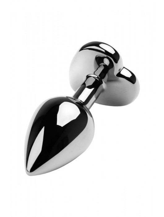 Серебристая коническая анальная пробка с красным кристаллом-сердечком - 7 см. - ToyFa - купить с доставкой в Домодедово