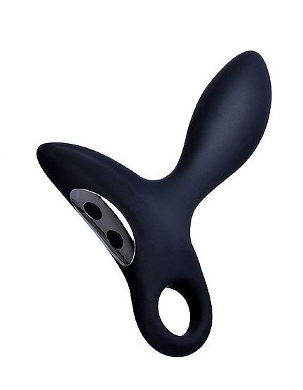 Черный силиконовый анальный вибромассажер Erokey с колечком-ограничителем - Erokay - в Домодедово купить с доставкой