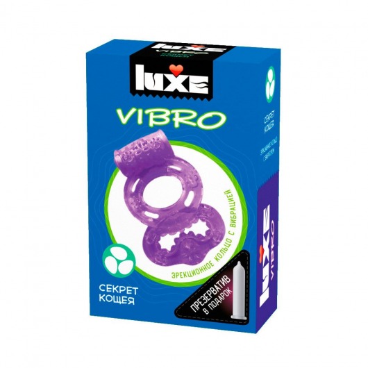 Фиолетовое эрекционное виброкольцо Luxe VIBRO  Секрет Кощея  + презерватив - Luxe - в Домодедово купить с доставкой