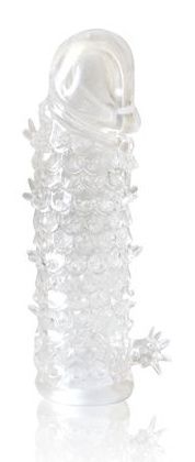 Закрытая прозрачная рельефная насадка Crystal sleeve - 13 см. - Erowoman-Eroman - в Домодедово купить с доставкой