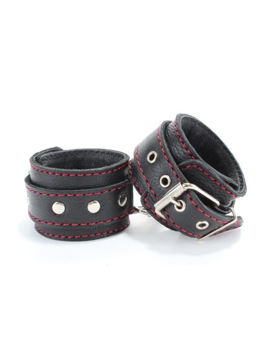 Черный бондажный набор с красной строчкой - БДСМ Арсенал - купить с доставкой в Домодедово