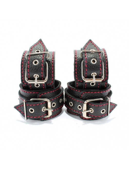 Черный бондажный набор с красной строчкой - БДСМ Арсенал - купить с доставкой в Домодедово
