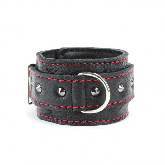 Черные наручники из натуральной кожи на карабинах - БДСМ Арсенал - купить с доставкой в Домодедово