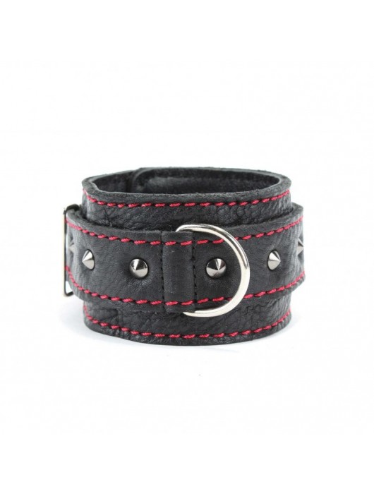 Черные оковы с шипами и контрастной строчкой - БДСМ Арсенал - купить с доставкой в Домодедово