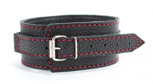 Черный ошейник из натуральной кожи с шипами - БДСМ Арсенал - купить с доставкой в Домодедово