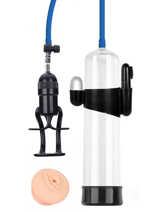 Прозрачная вакуумная вибропомпа Sex Expert с насадкой-вагиной - Sex Expert - в Домодедово купить с доставкой