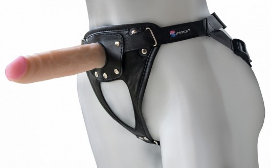 Черный пояс-трусики с насадкой  Soft-Принц  - 17 см. - LOVETOY (А-Полимер) - купить с доставкой в Домодедово