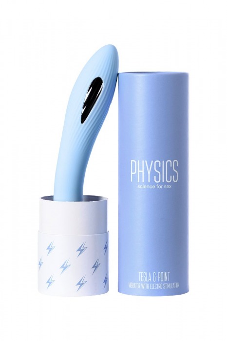Голубой силиконовый вибратор с электростимуляцией TESLA G-POINT - 21 см. - ToyFa - купить с доставкой в Домодедово