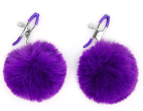 Зажимы для сосков с фиолетовым пушком - Notabu - купить с доставкой в Домодедово