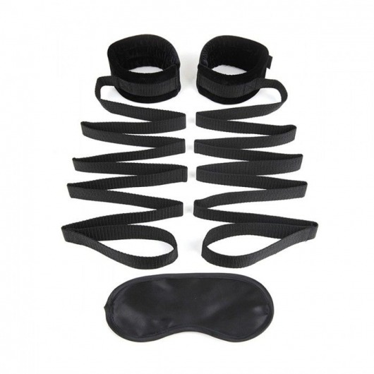 Чёрные манжеты для фиксации на кровати Bondage Bed Strap - Lux Fetish - купить с доставкой в Домодедово