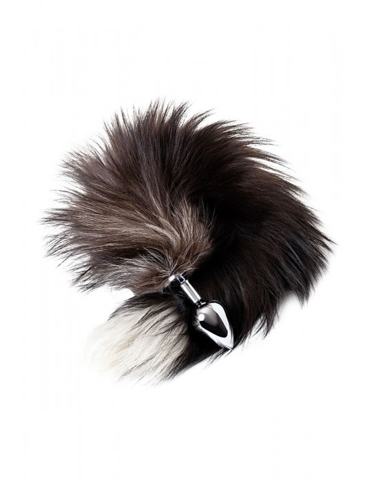 Серебристая металлическая анальная втулка с хвостом чернобурой лисы - размер S - ToyFa - купить с доставкой в Домодедово