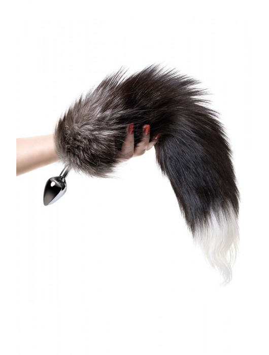 Серебристая металлическая анальная втулка с хвостом чернобурой лисы - размер S - ToyFa - купить с доставкой в Домодедово