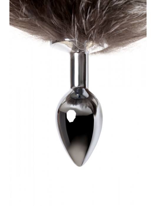 Серебристая металлическая анальная втулка с хвостом чернобурой лисы - размер S - ToyFa - купить с доставкой в Домодедово