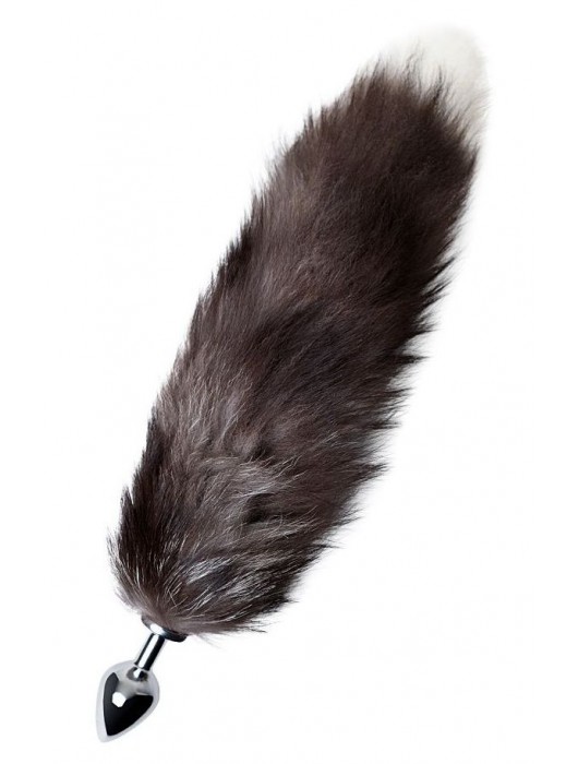 Серебристая металлическая анальная втулка с хвостом чернобурой лисы - размер S - ToyFa - купить с доставкой в Домодедово