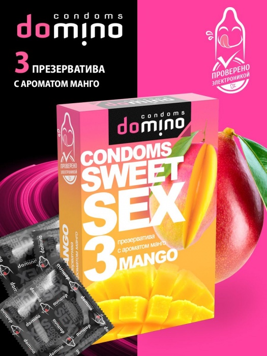 Презервативы для орального секса DOMINO Sweet Sex с ароматом манго - 3 шт. - Domino - купить с доставкой в Домодедово