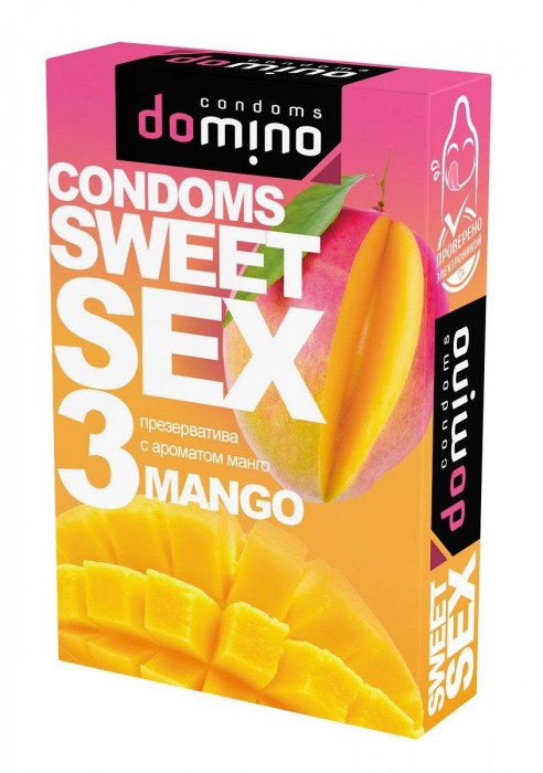 Презервативы для орального секса DOMINO Sweet Sex с ароматом манго - 3 шт. - Domino - купить с доставкой в Домодедово