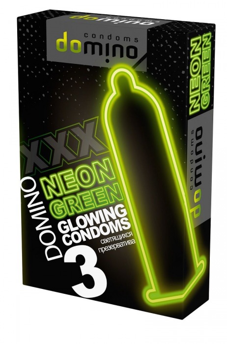 Презервативы DOMINO Neon Green со светящимся в темноте кончиком - 3 шт. - Domino - купить с доставкой в Домодедово