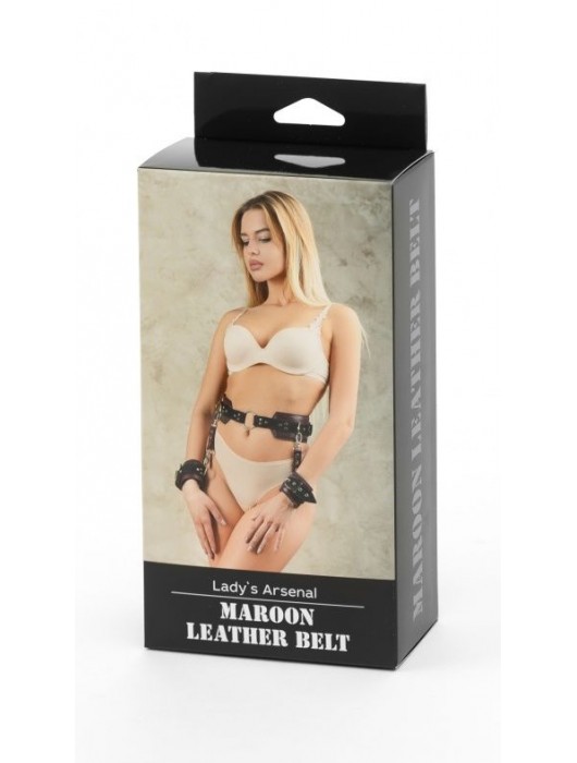Бордовый пояс Ladys Arsenal с колечками для крепления - БДСМ Арсенал - купить с доставкой в Домодедово