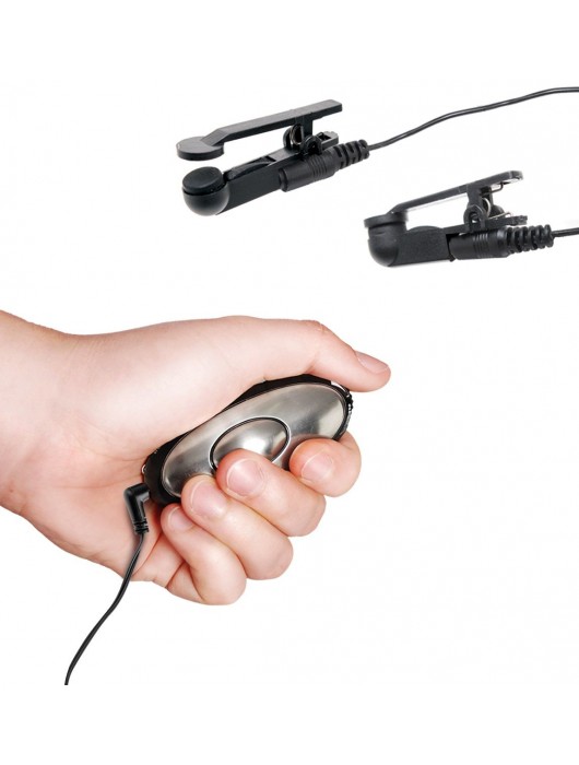 Черные электрические зажимы для сосков Shock Therapy Nipple Clamps - Pipedream - купить с доставкой в Домодедово