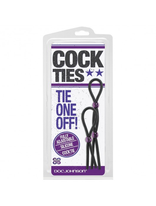 Набор черных эрекционных колец Cock ties - Doc Johnson - в Домодедово купить с доставкой