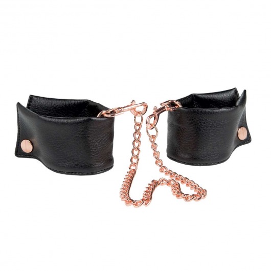 Черные мягкие наручники Entice French Cuffs с цепью - California Exotic Novelties - купить с доставкой в Домодедово