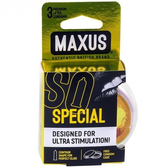Презервативы с точками и рёбрами в пластиковом кейсе MAXUS Special - 3 шт. - Maxus - купить с доставкой в Домодедово
